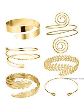 6pc Arm Cuff Set Upper Arm Bracelet Bangle for Women Adjustable Armband Jewelry